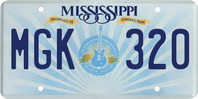 MS license plate MGK320