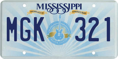 MS license plate MGK321