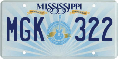 MS license plate MGK322