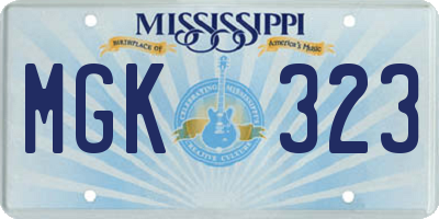 MS license plate MGK323