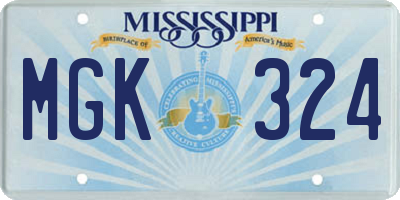 MS license plate MGK324
