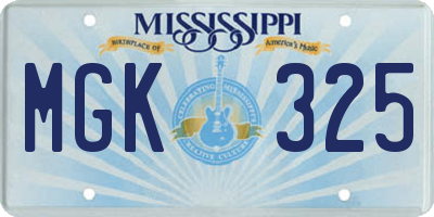 MS license plate MGK325