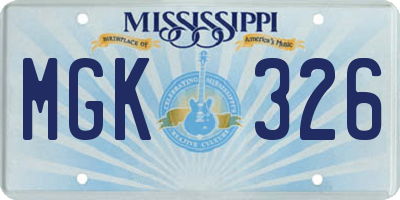 MS license plate MGK326