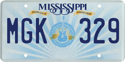 MS license plate MGK329