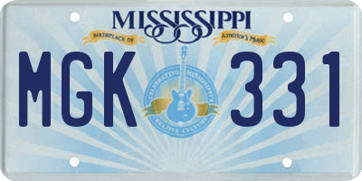 MS license plate MGK331