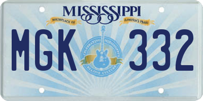 MS license plate MGK332