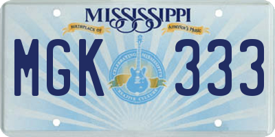MS license plate MGK333