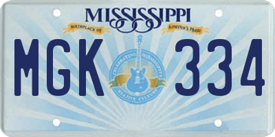MS license plate MGK334
