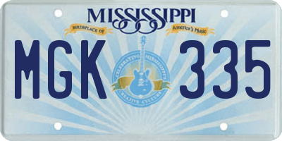 MS license plate MGK335