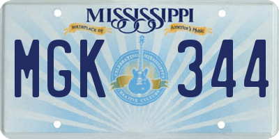 MS license plate MGK344