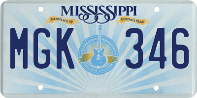 MS license plate MGK346