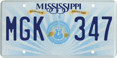 MS license plate MGK347