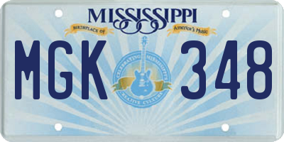MS license plate MGK348