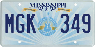 MS license plate MGK349