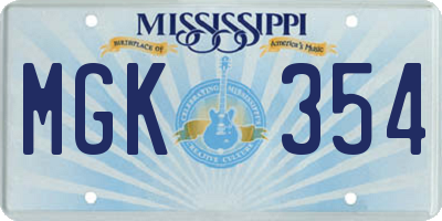 MS license plate MGK354