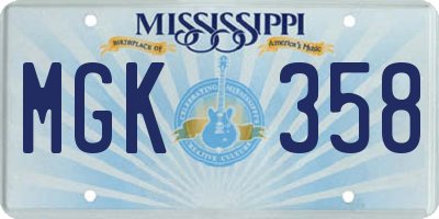 MS license plate MGK358