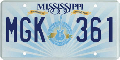 MS license plate MGK361