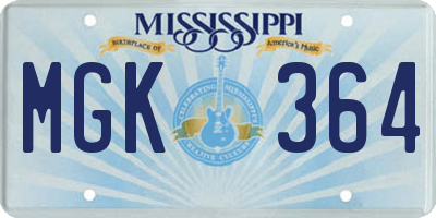 MS license plate MGK364