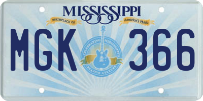 MS license plate MGK366
