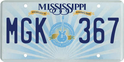 MS license plate MGK367
