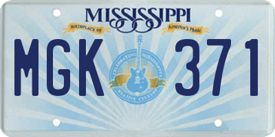 MS license plate MGK371