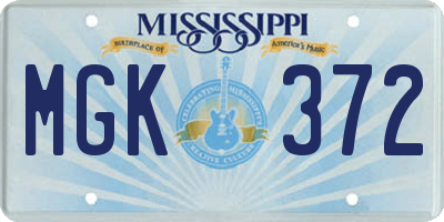 MS license plate MGK372