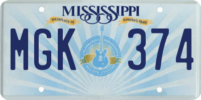 MS license plate MGK374