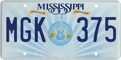 MS license plate MGK375