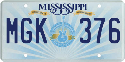 MS license plate MGK376