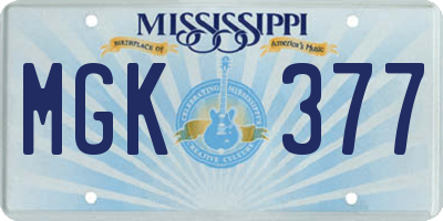 MS license plate MGK377