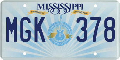 MS license plate MGK378