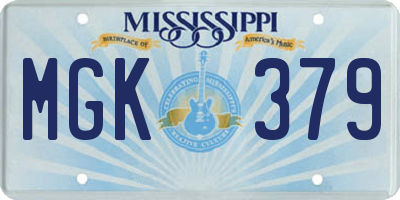 MS license plate MGK379