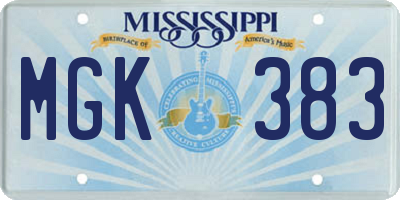MS license plate MGK383