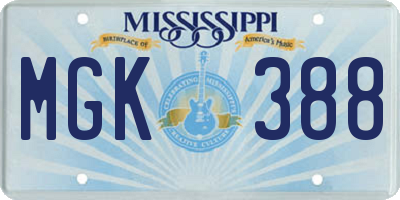 MS license plate MGK388