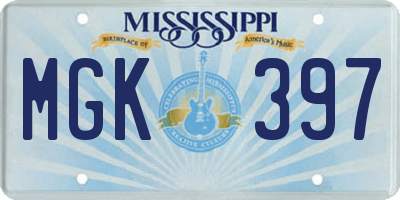 MS license plate MGK397