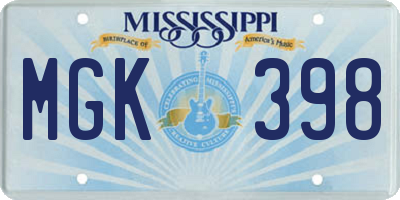 MS license plate MGK398