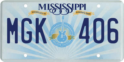 MS license plate MGK406