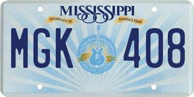 MS license plate MGK408