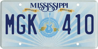 MS license plate MGK410