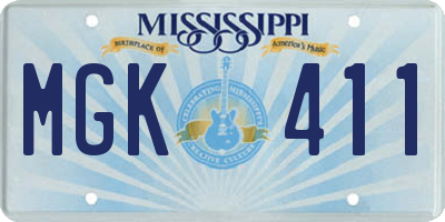 MS license plate MGK411
