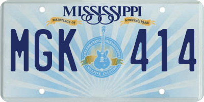 MS license plate MGK414