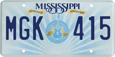MS license plate MGK415