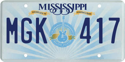 MS license plate MGK417
