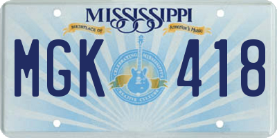 MS license plate MGK418