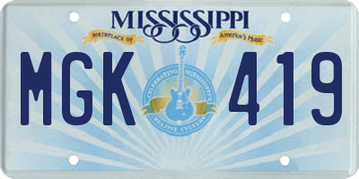 MS license plate MGK419