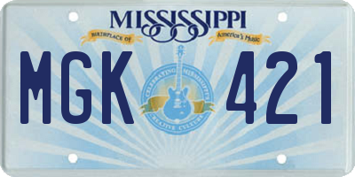 MS license plate MGK421
