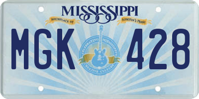 MS license plate MGK428