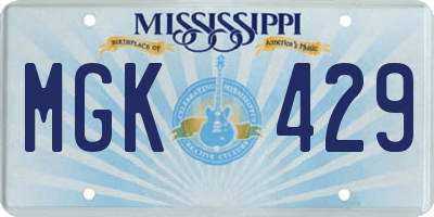 MS license plate MGK429