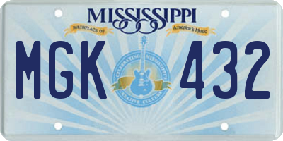 MS license plate MGK432