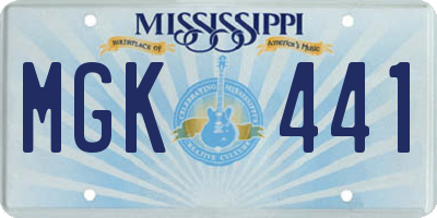 MS license plate MGK441